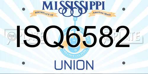 ISQ6582 Mississippi License Plate