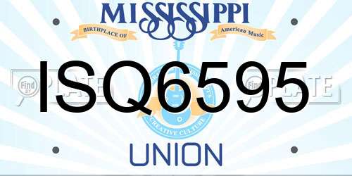ISQ6595 Mississippi License Plate