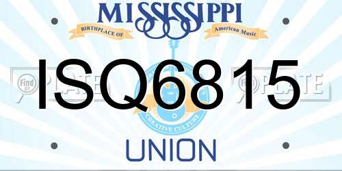 ISQ6815 Mississippi License Plate