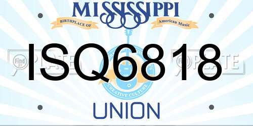 ISQ6818 Mississippi License Plate