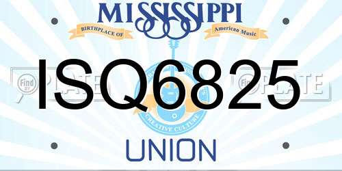 ISQ6825 Mississippi License Plate