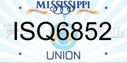 ISQ6852 Mississippi License Plate