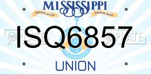 ISQ6857 Mississippi License Plate