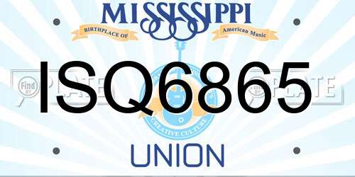 ISQ6865 Mississippi License Plate