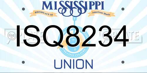 ISQ8234 Mississippi License Plate