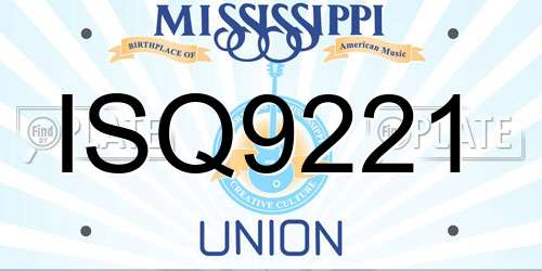 ISQ9221 Mississippi License Plate