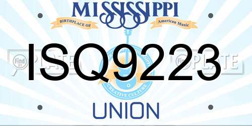 ISQ9223 Mississippi License Plate