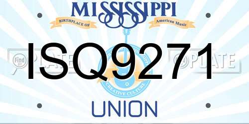 ISQ9271 Mississippi License Plate