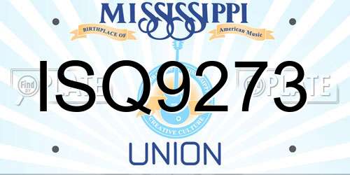 ISQ9273 Mississippi License Plate