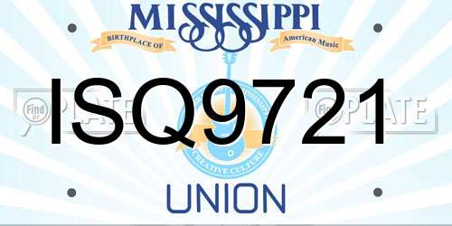 ISQ9721 Mississippi License Plate