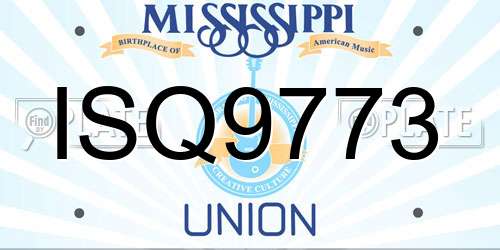 ISQ9773 Mississippi License Plate