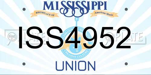 ISS4952 Mississippi License Plate