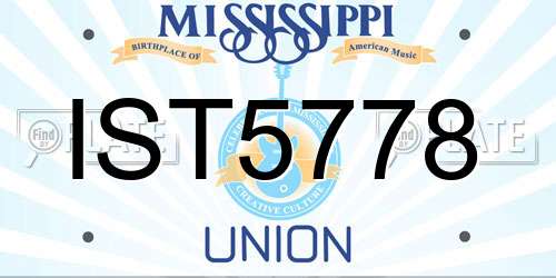IST5778 Mississippi License Plate