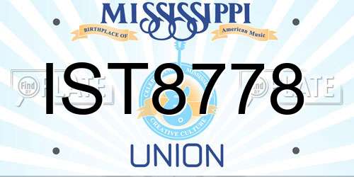 IST8778 Mississippi License Plate