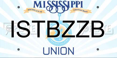 ISTBZZB Mississippi License Plate