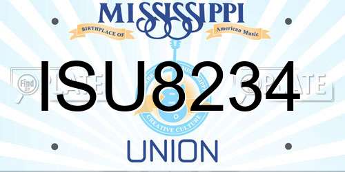 ISU8234 Mississippi License Plate