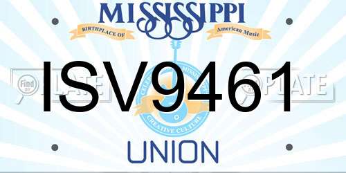 ISV9461 Mississippi License Plate