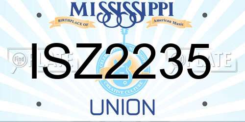 ISZ2235 Mississippi License Plate