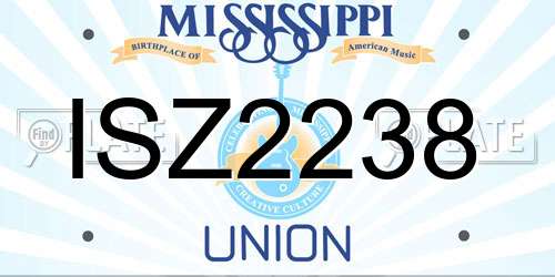 ISZ2238 Mississippi License Plate