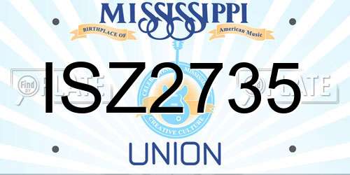 ISZ2735 Mississippi License Plate