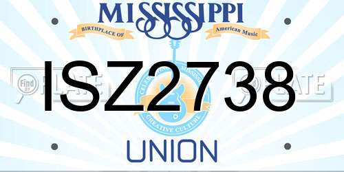 ISZ2738 Mississippi License Plate