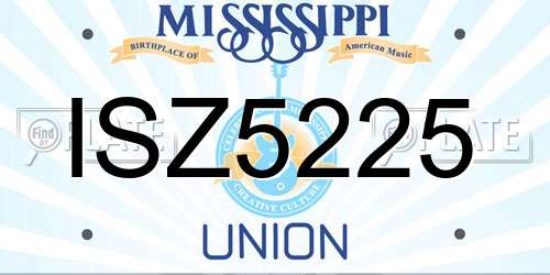 ISZ5225 Mississippi License Plate
