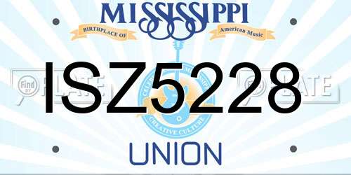 ISZ5228 Mississippi License Plate