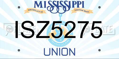 ISZ5275 Mississippi License Plate
