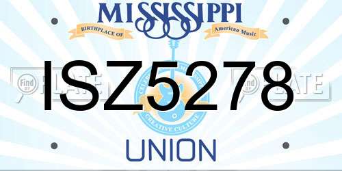 ISZ5278 Mississippi License Plate