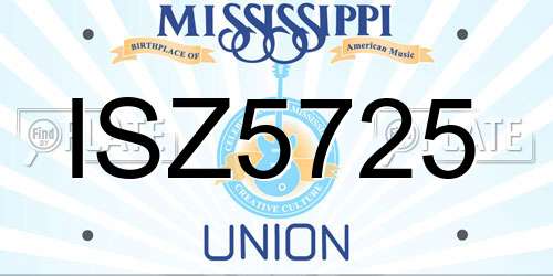 ISZ5725 Mississippi License Plate