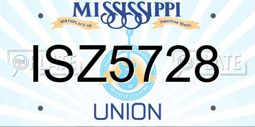 ISZ5728 Mississippi License Plate