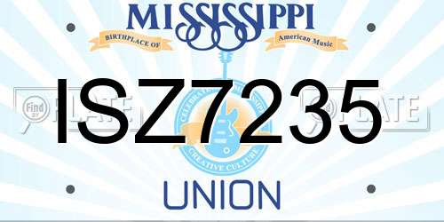 ISZ7235 Mississippi License Plate