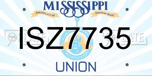 ISZ7735 Mississippi License Plate