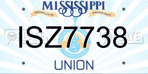 ISZ7738 Mississippi License Plate