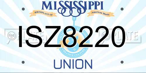 ISZ8220 Mississippi License Plate