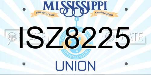 ISZ8225 Mississippi License Plate
