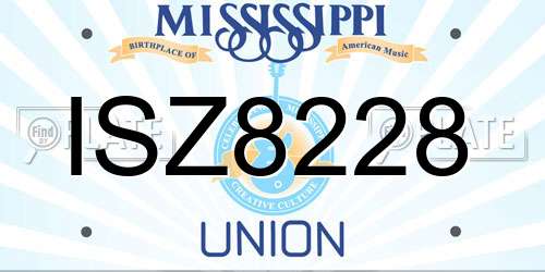 ISZ8228 Mississippi License Plate