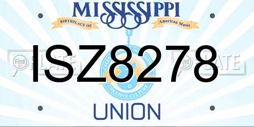 ISZ8278 Mississippi License Plate