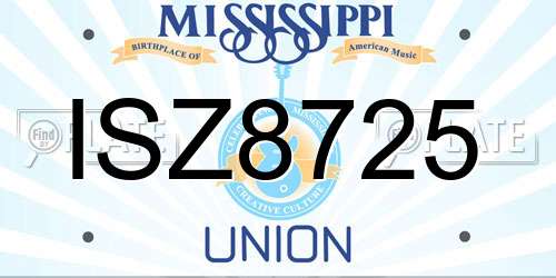ISZ8725 Mississippi License Plate