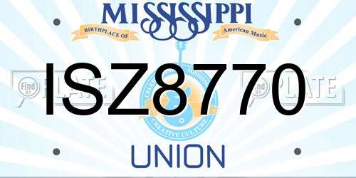 ISZ8770 Mississippi License Plate