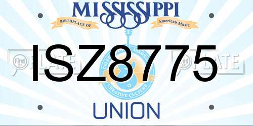 ISZ8775 Mississippi License Plate