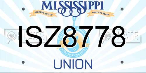 ISZ8778 Mississippi License Plate