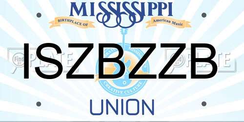 ISZBZZB Mississippi License Plate