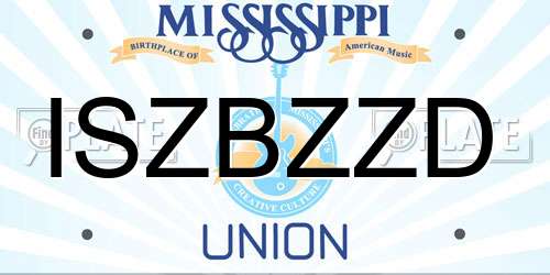 ISZBZZD Mississippi License Plate