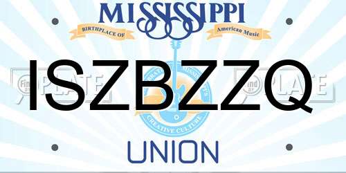 ISZBZZQ Mississippi License Plate