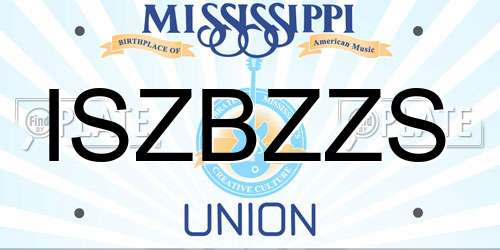 ISZBZZS Mississippi License Plate
