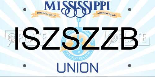 ISZSZZB Mississippi License Plate