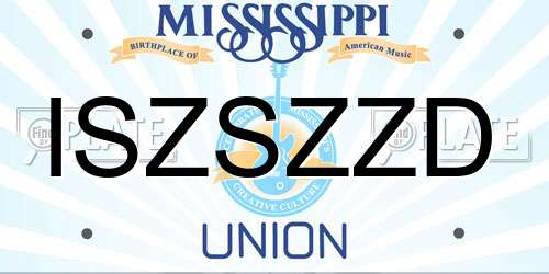 ISZSZZD Mississippi License Plate