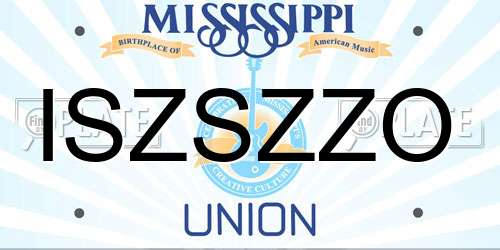 ISZSZZO Mississippi License Plate