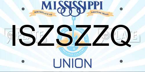 ISZSZZQ Mississippi License Plate